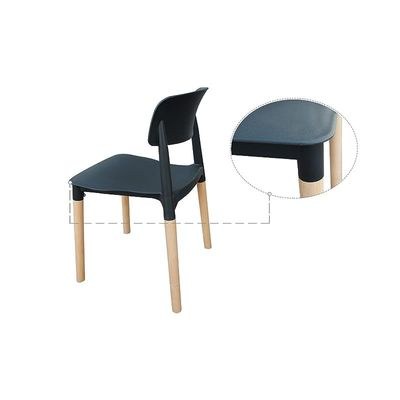 Mahmayi TJ HYL-088 Wooden Legs with Plastic moulded Dining Chair Black - Image 3