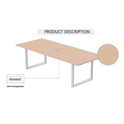 Mahmayi Meeting Table, Vorm 136-18, Smooth & Durable Top Conference Table with Wire Management & Metal Legs for Home Office - 4 Seater, Loop Leg Oak - Image 2