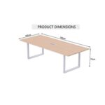 Mahmayi Meeting Table, Vorm 136-18, Smooth & Durable Top Conference Table with Wire Management & Metal Legs for Home Office - 4 Seater, Loop Leg Oak