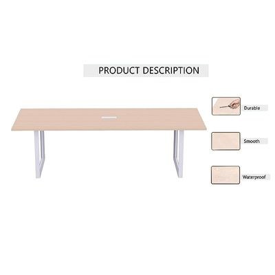 Mahmayi Meeting Table, Vorm 136-18, Smooth & Durable Top Conference Table with Wire Management & Metal Legs for Home Office - 4 Seater, Loop Leg Oak - Image 4