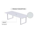 Mahmayi Meeting Table, Vorm 136-18, Smooth & Durable Top Conference Table with Wire Management & Metal Legs for Home Office - 4 Seater, Loop Leg (White)
