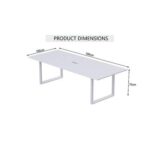 Mahmayi Meeting Table, Vorm 136-18, Smooth & Durable Top Conference Table with Wire Management & Metal Legs for Home Office - 4 Seater, Loop Leg (White)