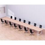 Mahmayi Vorm 136-60 Modern Conference-Meeting Table for Office, Home, & Restaurant - Loop Legs, Wire Management, Versatile Design, Easy Assembly, Enhances Wellness & Collaboration(14 Seater, Oak)