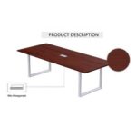 Mahmayi Meeting Table, Vorm 136-18, Smooth & Durable Top Conference Table with Wire Management & Metal Legs for Home Office - 4 Seater, Loop Leg (Apple Cherry)