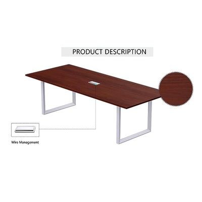 Mahmayi Meeting Table, Vorm 136-18, Smooth & Durable Top Conference Table with Wire Management & Metal Legs for Home Office - 4 Seater, Loop Leg (Apple Cherry) - Image 2