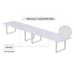 Mahmayi Vorm 136-36 Modern Conference-Meeting Table for Office, Home, & Restaurant - Loop Legs, Wire Management, Versatile Design, Easy Assembly, Enhances Wellness & Collaboration(8 Seater, White)
