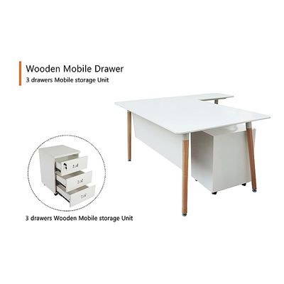 HYT34-16L Modern Office Workstation for Front Office Use, Smooth Surface Material With ME 3D Mobile Pedestal Drawer - (160Cms, White) - Image 3