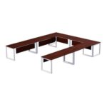 Mahmayi Vorm 136-14 U-Shaped Conference Meeting Table for Office, School, or Classroom, Large 12 Person Capacity with Elegant Design and Durability, Ideal for Meetings, Events, Seminars, and Collaborative Workspaces (12 Seater, Apple Cherry)