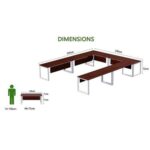 Mahmayi Vorm 136-14 U-Shaped Conference Meeting Table for Office, School, or Classroom, Large 12 Person Capacity with Elegant Design and Durability, Ideal for Meetings, Events, Seminars, and Collaborative Workspaces (12 Seater, Apple Cherry)