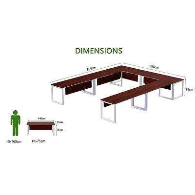 Mahmayi Vorm 136-14 U-Shaped Conference Meeting Table for Office, School, or Classroom, Large 12 Person Capacity with Elegant Design and Durability, Ideal for Meetings, Events, Seminars, and Collaborative Workspaces (12 Seater, Apple Cherry) - Image 3