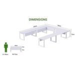 Mahmayi Vorm 136-14 U-Shaped Conference Meeting Table for Office, School, or Classroom, Large 12 Person Capacity with Elegant Design and Durability, Ideal for Meetings, Events, Seminars, and Collaborative Workspaces (12 Seater, White)