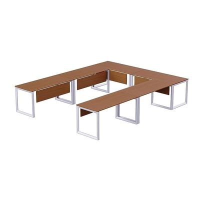 Mahmayi Vorm 136-12 U-Shaped Conference Meeting Table for Office, School, or Classroom, Large 12 Person Capacity with Elegant Design and Durability, Ideal for Meetings, Events, Seminars, and Collaborative Workspaces (12 Seater, Light Walnut) - Image 2