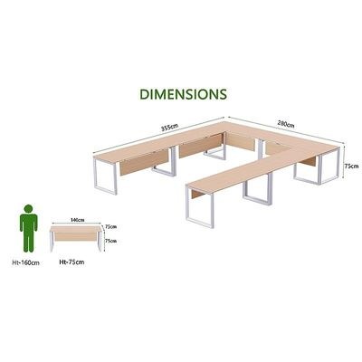 Mahmayi Vorm 136-14 U-Shaped Conference Meeting Table for Office, School, or Classroom, Large 12 Person Capacity with Elegant Design and Durability, Ideal for Meetings, Events, Seminars, and Collaborative Workspaces (12 Seater, Oak) - Image 3