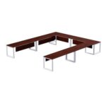 Mahmayi Vorm 136-16 U-Shaped Conference Meeting Table for Office, School, or Classroom, Large 12 Person Capacity with Elegant Design and Durability, Ideal for Meetings, Events, Seminars, and Collaborative Workspaces (12 Seater, Apple Cherry)