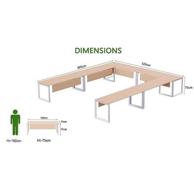 Mahmayi Vorm 136-16 U-Shaped Conference Meeting Table for Office, School, or Classroom, Large 12 Person Capacity with Elegant Design and Durability, Ideal for Meetings, Events, Seminars, and Collaborative Workspaces (12 Seater, Oak) - Image 3