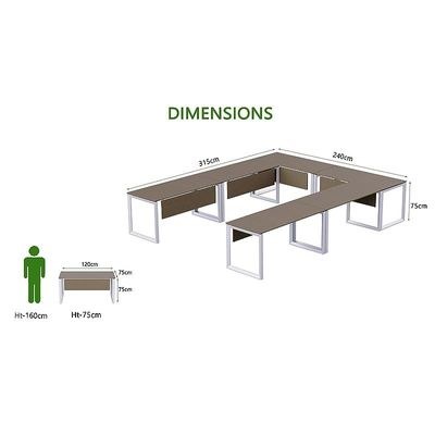 Mahmayi Vorm 136-12 U-Shaped Conference Meeting Table for Office, School, or Classroom, Large 12 Person Capacity with Elegant Design and Durability, Ideal for Meetings, Events, Seminars, and Collaborative Workspaces (12 Seater, Brown Linen) - Image 3