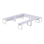 Mahmayi Vorm 136-16 U-Shaped Conference Meeting Table for Office, School, or Classroom, Large 12 Person Capacity with Elegant Design and Durability, Ideal for Meetings, Events, Seminars, and Collaborative Workspaces (12 Seater, White)