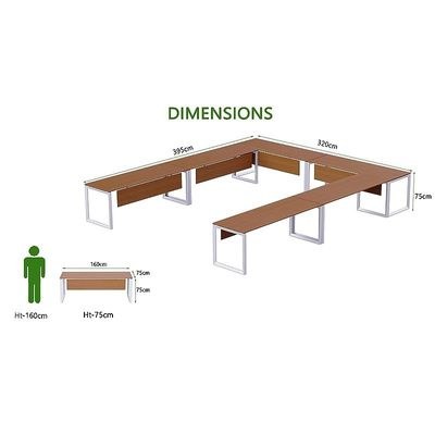 Mahmayi Vorm 136-16 U-Shaped Conference Meeting Table for Office, School, or Classroom, Large 12 Person Capacity with Elegant Design and Durability, Ideal for Meetings, Events, Seminars, and Collaborative Workspaces (12 Seater, Light Walnut) - Image 3