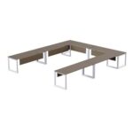 Mahmayi Vorm 136-16 U-Shaped Conference Meeting Table for Office, School, or Classroom, Large 12 Person Capacity with Elegant Design and Durability, Ideal for Meetings, Events, Seminars, and Collaborative Workspaces (12 Seater, Brown Linen)