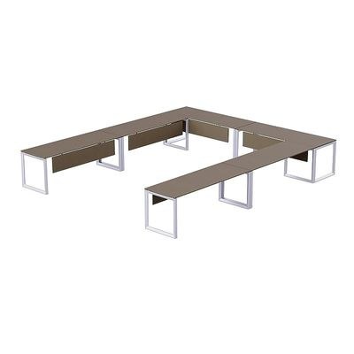 Mahmayi Vorm 136-16 U-Shaped Conference Meeting Table for Office, School, or Classroom, Large 12 Person Capacity with Elegant Design and Durability, Ideal for Meetings, Events, Seminars, and Collaborative Workspaces (12 Seater, Brown Linen) - Image 2