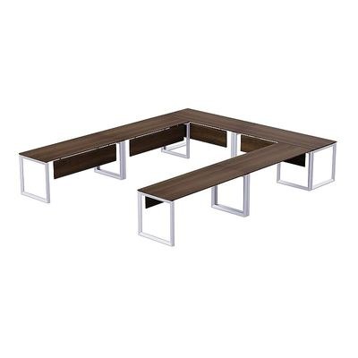 Mahmayi Vorm 136-14 U-Shaped Conference Meeting Table for Office, School, or Classroom, Large 12 Person Capacity with Elegant Design and Durability, Ideal for Meetings, Events, Seminars, and Collaborative Workspaces (12 Seater, Dark Walnut) - Image 2