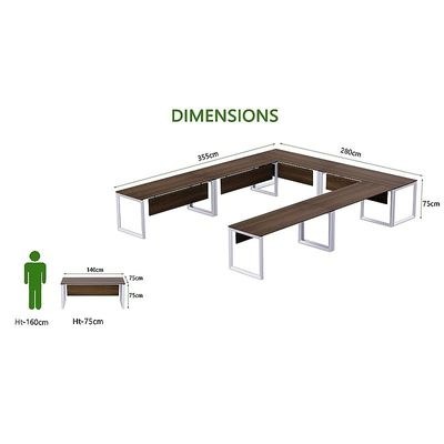 Mahmayi Vorm 136-14 U-Shaped Conference Meeting Table for Office, School, or Classroom, Large 12 Person Capacity with Elegant Design and Durability, Ideal for Meetings, Events, Seminars, and Collaborative Workspaces (12 Seater, Dark Walnut) - Image 3