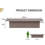 Ultra-Crafted Conference Meeting Table, Office Meeting Table, Conference Room Table - Light Concrete, 360CM
