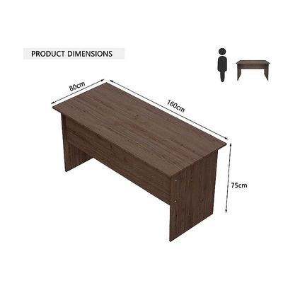 Computer Desk, MP1 160x80 Writing Table With Hanging Pedestal, Modern Home Office Desks for Student Study Laptop PC - Brown - Image 3