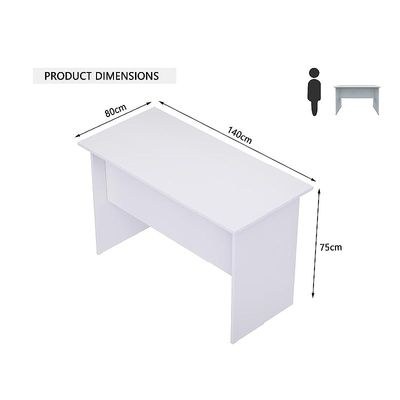 Study Writing Desk, MP1 140x80 Writing Table Without Drawers, Modern Home Office Desks for Student Study Laptop PC - White - Image 4