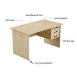 Writing Desk, MP1 140x80 Writing Table with Hanging Pedestal, Modern Home Office Desks for Student Study Laptop PC - Oak