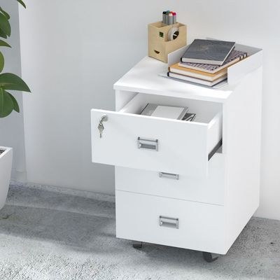 Stazion 3 Drawer Mobile Storage Unit Premium White - Image 3