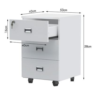 Stazion 3 Drawer Mobile Storage Unit Premium White - Image 4