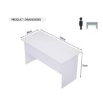 Study Writing Desk, MP1 160x80 Writing Table Without Drawers, Modern Home Office Desks for Student Study Laptop PC - White