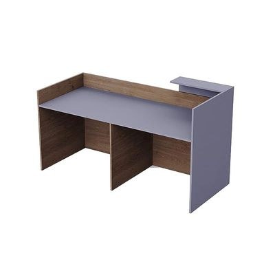 REC-2 Designer Reception Desk For Office Space, Front Office Desk (Truffle Davos Oak-Dust Grey) - Image 5