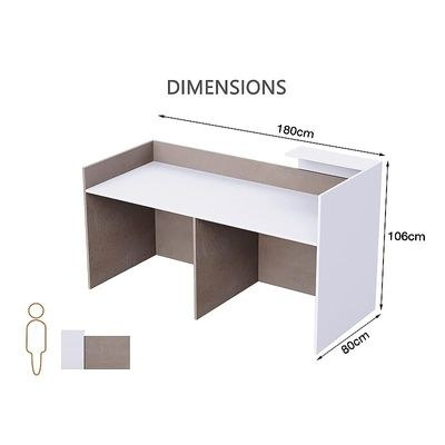 REC-2 Designer Reception Desk For Office Space, Front Office Desk (Light Concrete-White) - Image 5