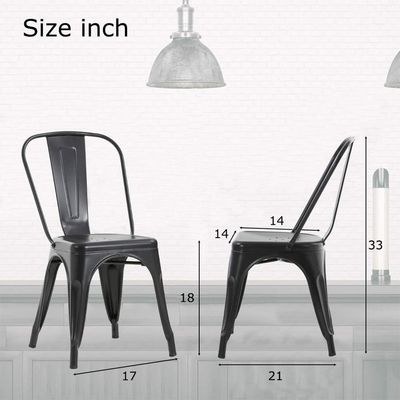 Mahmayi HYX503-1 Metal Stackable Dining Chairs for Indoor, Outdoor & Kitchen Chair - Black (Set of 4) - Image 4