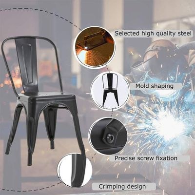 Mahmayi HYX503-1 Metal Stackable Dining Chairs for Indoor, Outdoor & Kitchen Chair - Black (Set of 4) - Image 5