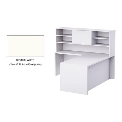Simplistic L-Shaped Executive Desk with Height Storage Feature Presented by Mahmayi, Sturdy Wooden Desks for Offices, Home, School, Reception, Computer - Premium White (180 Cm) - Image 4