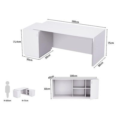 Specialties L Shaped Workstation Table with Storage Shelves and Cabinet for Home & Office - Contemporary Style L Shaped Computer Desk Premium White - Image 5