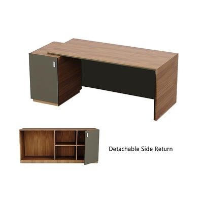 Specialties L Shaped Workstation Table with Storage Shelves and Cabinet for Home & Office - Contemporary Style L Shaped Computer Desk Natural Dijon Walnut-Lava Grey - Image 4