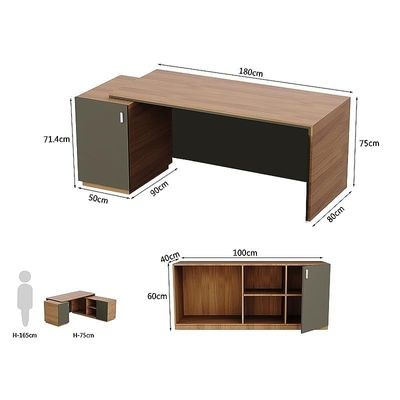 Specialties L Shaped Workstation Table with Storage Shelves and Cabinet for Home & Office - Contemporary Style L Shaped Computer Desk Natural Dijon Walnut-Lava Grey - Image 5