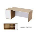 Specialties L Shaped Workstation Table with Storage Shelves and Cabinet for Home & Office - Contemporary Style L Shaped Computer Desk Coco Bolo-Premium White