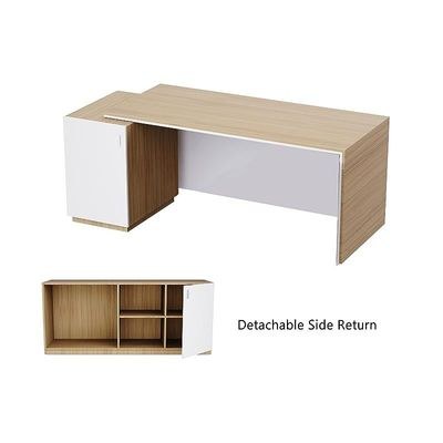 Specialties L Shaped Workstation Table with Storage Shelves and Cabinet for Home & Office - Contemporary Style L Shaped Computer Desk Coco Bolo-Premium White - Image 4