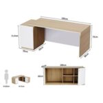 Specialties L Shaped Workstation Table with Storage Shelves and Cabinet for Home & Office - Contemporary Style L Shaped Computer Desk Coco Bolo-Premium White