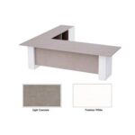 L Shaped Workstation Table with Storage Shelves and Cabinet for Home & Office Used L Shaped Computer (Light Concrete/White)