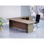 L Shaped Workstation Table with Storage Shelves and Cabinet for Home & Office Used L Shaped Computer (Truffle Davos Oak/Lava Grey)
