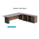 L Shaped Workstation Table with Storage Shelves and Cabinet for Home & Office Used L Shaped Computer (Truffle Davos Oak/Lava Grey)