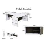 L Shaped Table with Storage Shelves and Cabinet for Desk Sturdy Home Office PC Laptop Workstation Gaming Computer Desk (Premium White/Lava Grey)