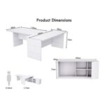 L Shaped Table with Storage Shelves and Cabinet for Desk Sturdy Home Office PC Laptop Workstation Gaming Computer Desk (Premium White)