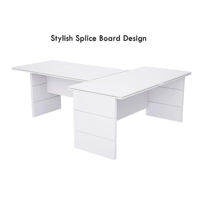 L Shaped Table with Storage Shelves and Cabinet for Desk Sturdy Home Office PC Laptop Workstation Gaming Computer Desk (Premium White) - Image 5